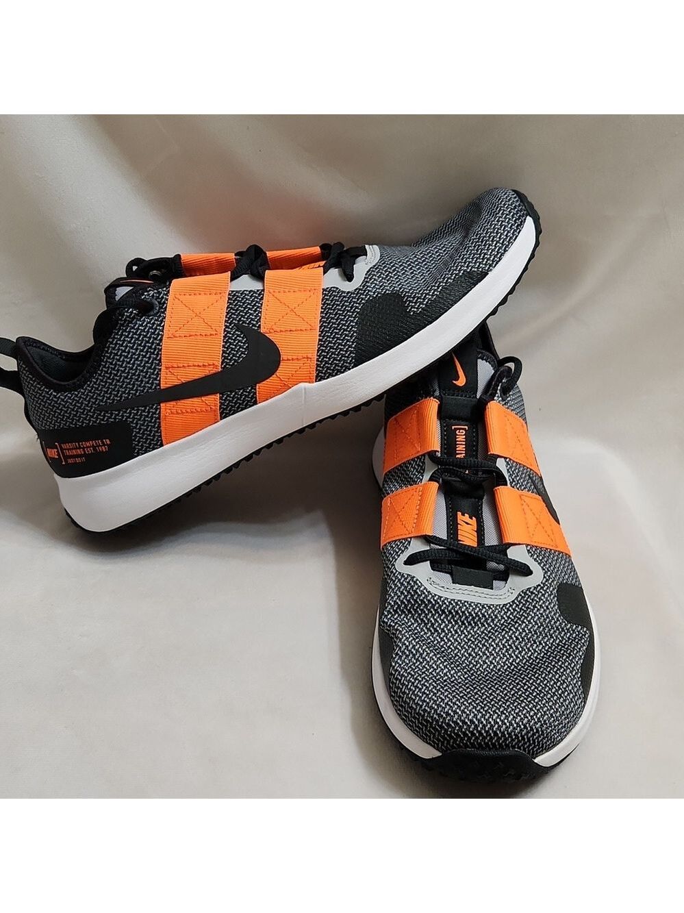 Nike Varsity Compete Orange Black Lightweight Training Sneakers (M Size 11)